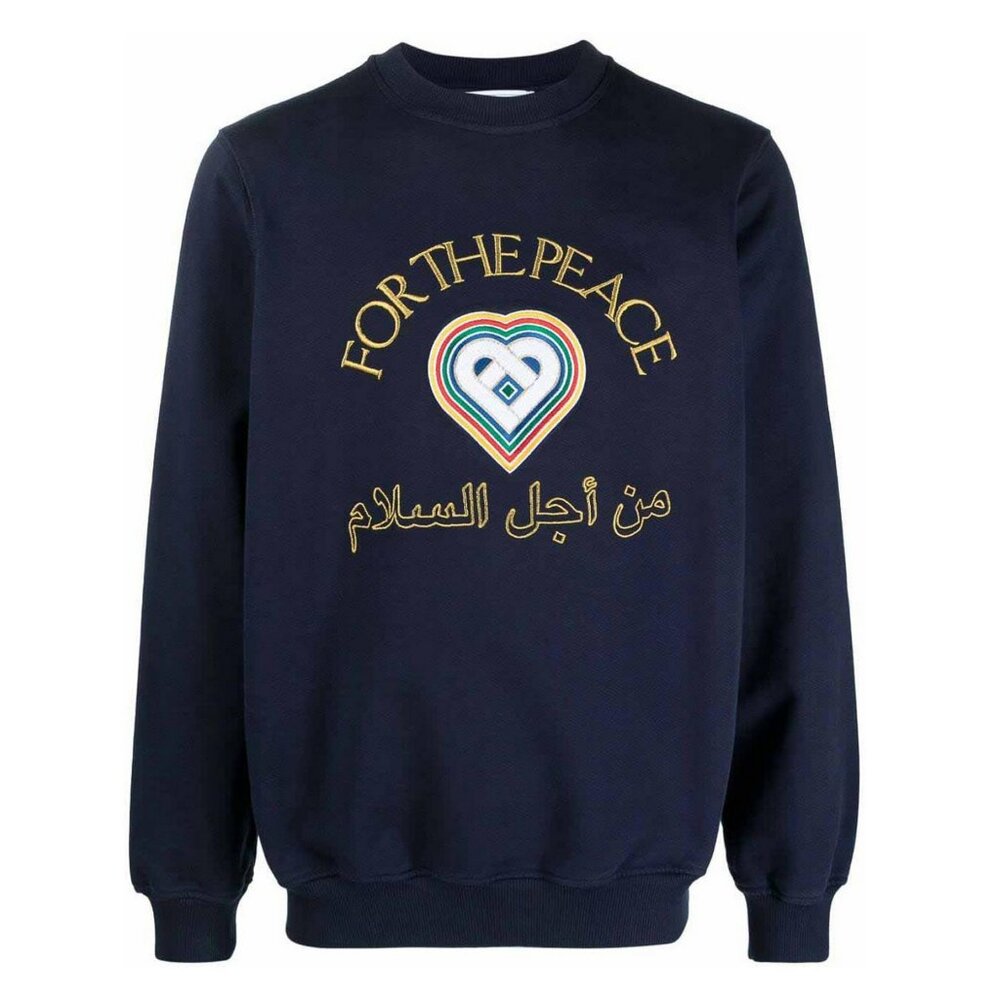 Casablanca Tennis Club For The Peace Sweatshirt M medium navy blue embroidered